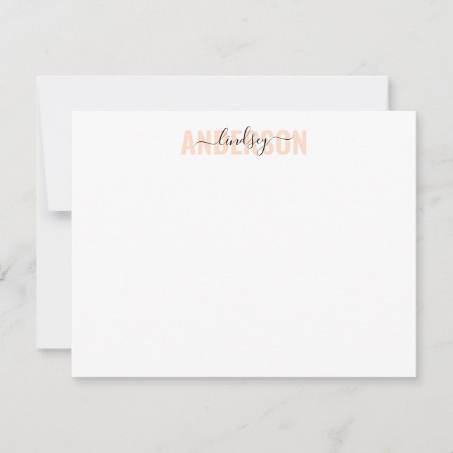 Fettkalligraphie Orange Personalisiert Mitteilungskarte (Vorderseite)