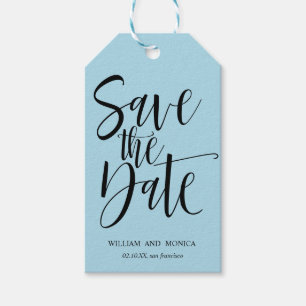 Fettkalligraphie SCHWARZE AZURE SAVE THE DATE Geschenkanhänger