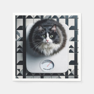 Fettkatze auf einer Badezimmerskala Serviette