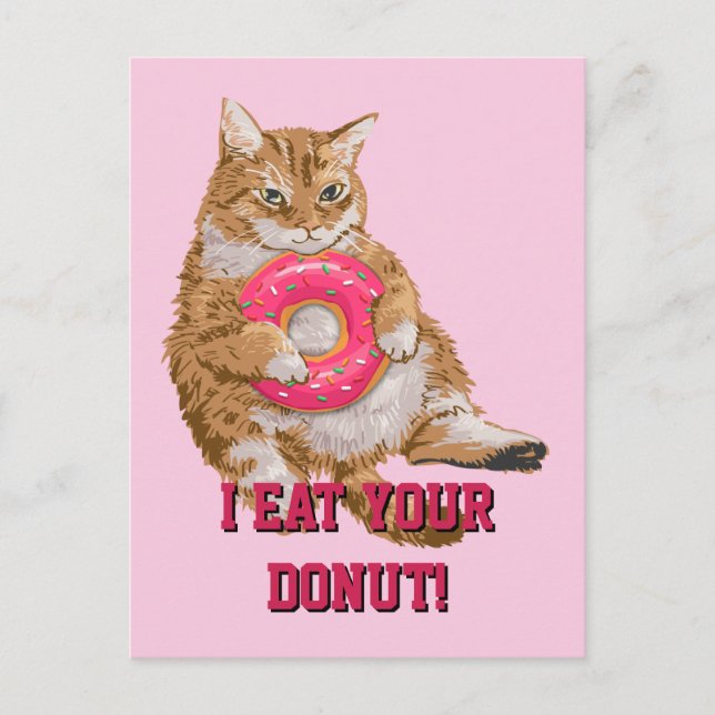 Fettkatze Essen Mattierter Donut - Personalisiert Postkarte (Vorderseite)