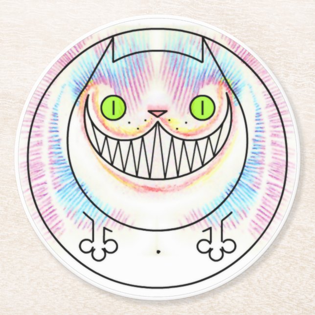 Fettkatze mit Cheshire Cat Grin Paper Untersetzer (Vorderseite)