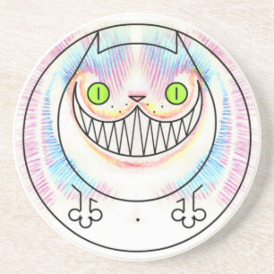 Fettkatze mit Cheshire Katze Grin Sandstone Unters Getränkeuntersetzer