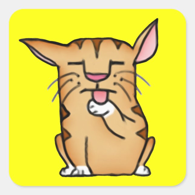 Fettkatze Quadratischer Aufkleber (Vorderseite)