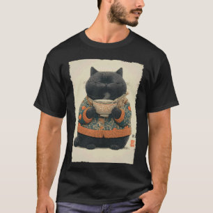 Fettkatze Ramen Ästhetik Japanische Ukiyo-e Kunst T-Shirt