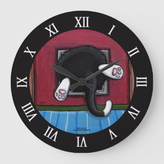 Fettkatzenleber im Katzenflap - Bit eines Squeeze Große Wanduhr