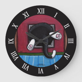 Fettkatzenleber im Katzenflap - Bit eines Squeeze Große Wanduhr