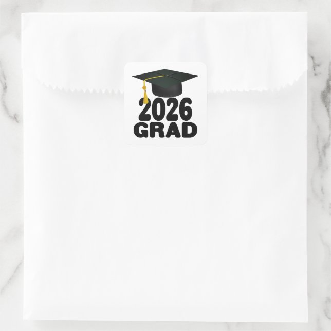 Fettklasse des Abschlusses 2026 Quadratischer Aufkleber (Tasche)