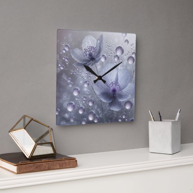 Fettkosmos und Taubtropfen Quadratische Wanduhr (Büro)