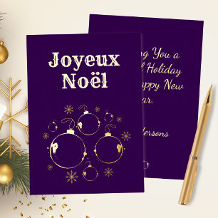 Fettlila modernes Joyeux Noel Gold  Folien Feiertagskarte