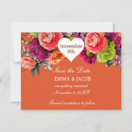 Fettorange und rosa Rosen Save The Date