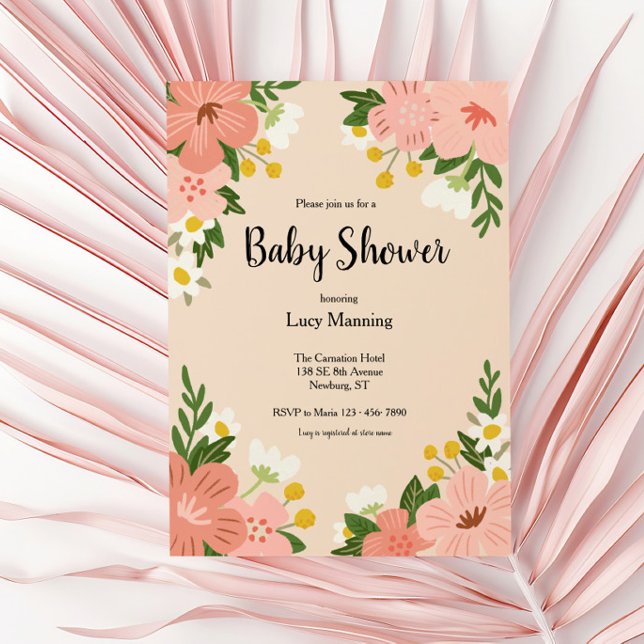 Fettrosa Blume Kinderdusche Einladung (Von Creator hochgeladen)