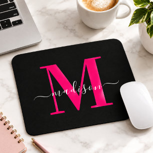 Fettrosa-Monogramm-Initial-Typografie Schwarz Weib Mousepad