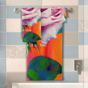 Fettrosa Rose in Bloom Gedicht Bohemisch Künstleri Badhandtuch Set