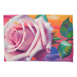 Fettrosa Rose in Bloom Gedicht Bohemisch Künstleri Kissenbezug