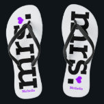 Fettschrift (lila) flip flops<br><div class="desc">Spaß, maßgeschneiderte Hochzeitskippen</div>