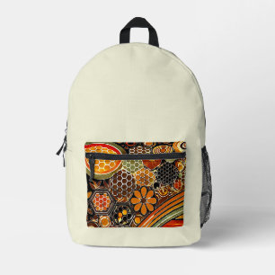 Fettwabe-Backpack   Retro-Bienendesign Bedruckter Rucksack