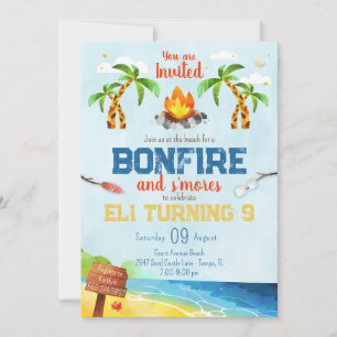 Feu d'anniversaire de plage Invitation