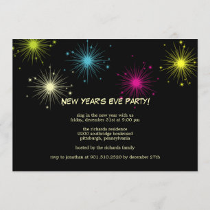 Feu d'artifice coloré Invitation du Nouvel An