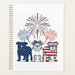 Feu d'artifice de bouledogue patriotique dessin ve