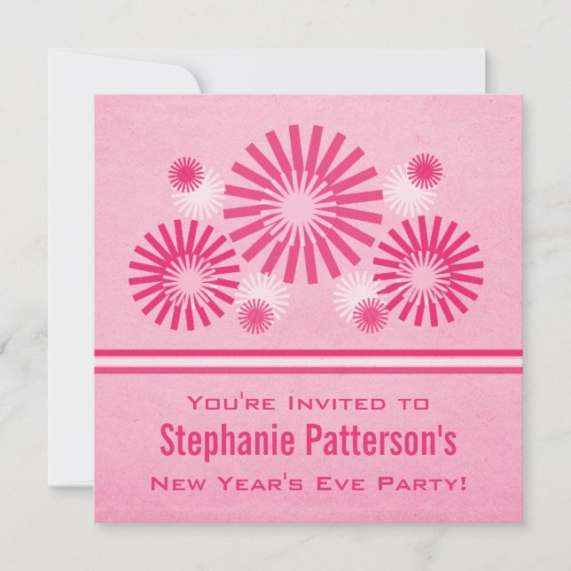 Feu d'artifice funky Invitation du réveillon du No (Devant)