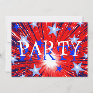Feu d'artifice Red White Blue 'Party' invitation