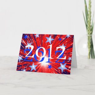 Feu d'artifice Rouge Blanc Bleu '2012' Carte Nouve