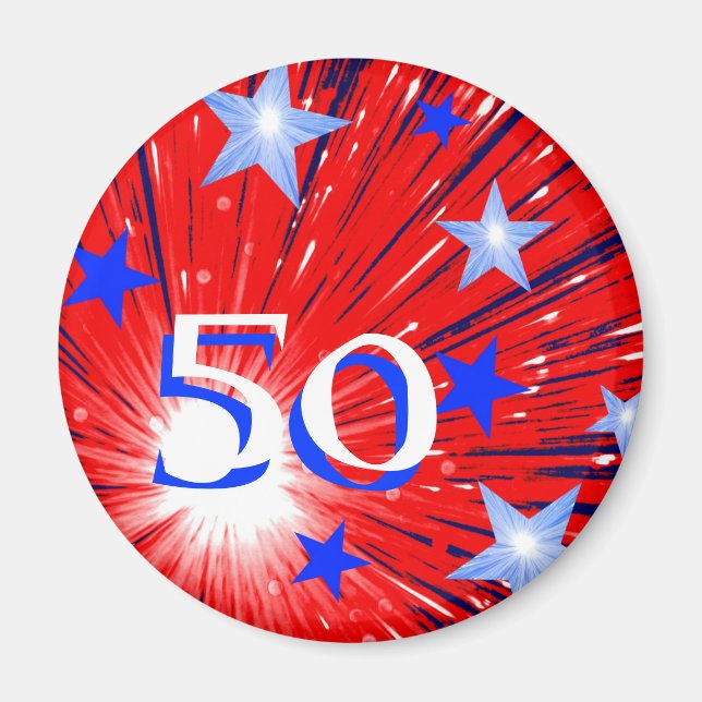 Feu d'artifice Rouge Blanc Bleu 'Age' aimant frigo (Devant)