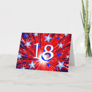 Feu d'artifice Rouge Bleu Bleu "Age" carte d'anniv