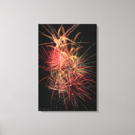 Feu d'artifice rouge et orange en toile de nuit Im