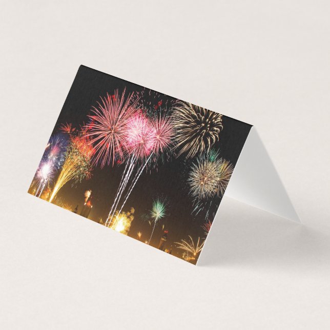 Feu d'artifice sur les cartes de réveillon du Nouv (Front)
