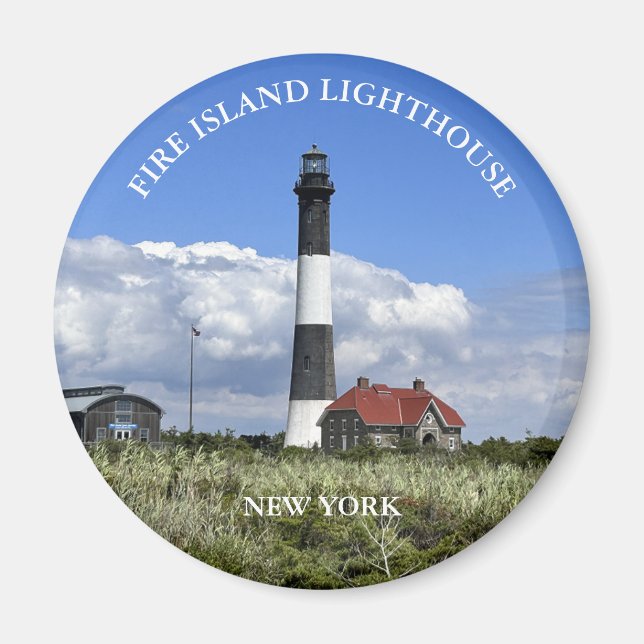 Feu Island Lighthouse New York Round Magnet (Devant)
