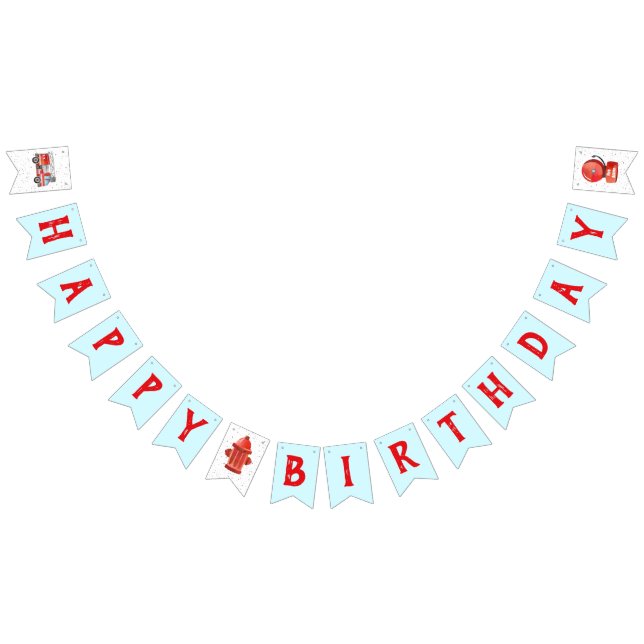 Feu Truck Thème Anniversaire Fête Pennant Bannière (Tout)