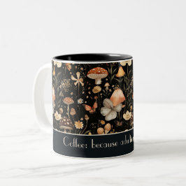 Feuchte Pilze und Blume Kernmuster Zweifarbige Tasse