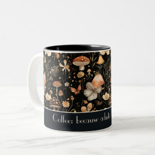 Feuchte Pilze und Blume Kernmuster Zweifarbige Tasse
