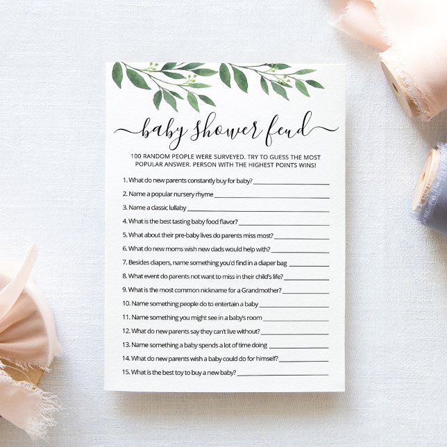 Feud Spiel mit Answers Baby Shower parcard Einladung (Von Creator hochgeladen)