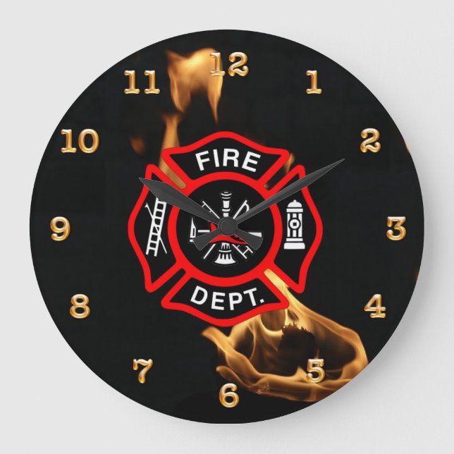 Feuer-Abteilung flammt Malteserkreuz-Feuerwehrmann Große Wanduhr (Vorderseite)
