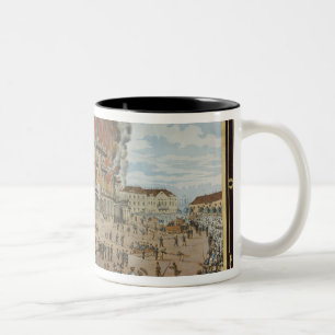 Feuer am königlichen Theater in Dresden Zweifarbige Tasse