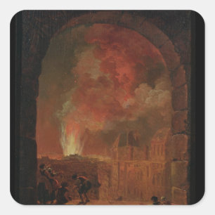 Feuer an der Oper des Palais-Royal Quadratischer Aufkleber