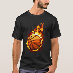 Feuer Basketball Ball Flammender Basketballspieler T-Shirt