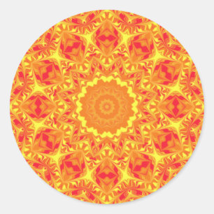 Feuer-Blumen-Kaleidoskop Runder Aufkleber
