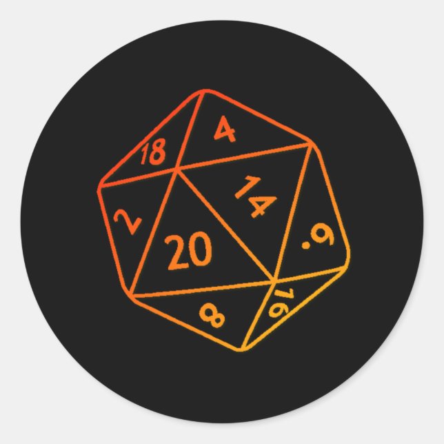 Feuer D20 Runder Aufkleber (Vorderseite)