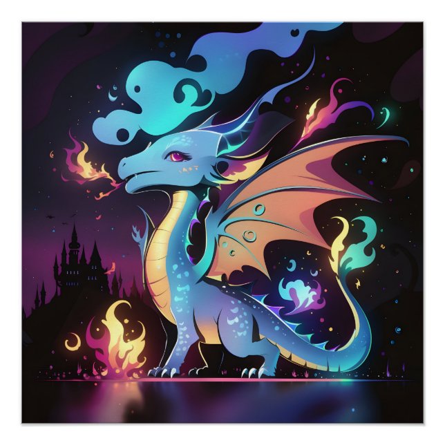 Feuer des verzauberten Drachen Poster (Vorderseite)
