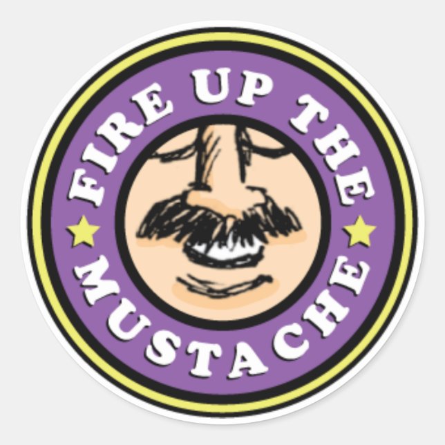 Feuer die Mustache Sticker auf! (Vorderseite)