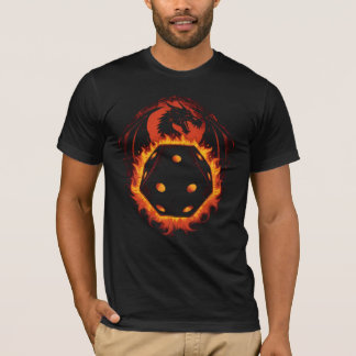 Feuer-Drache D20-Würfel Fantasy-Tabletop-Gaming-T- T-Shirt