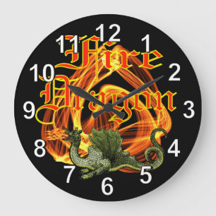 Feuer-Drache-Wanduhr Große Wanduhr
