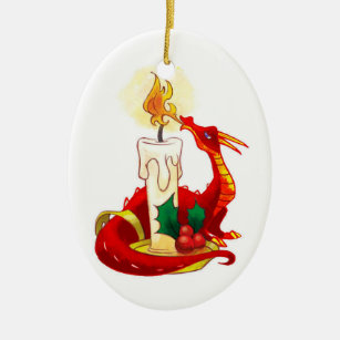 Feuer-Drache-Weihnachtsverzierung Keramik Ornament