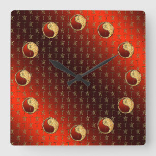Feuer-Eber Quadratische Wanduhr