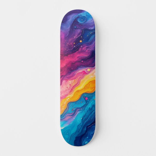 Feuer & Eis abstraktes Gemälde Skateboard (Vorderseite)