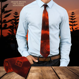 Feuer Flamme Orange Brown Modern Monogram Neck Tie Krawatte