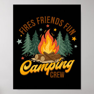 Feuer Freunde Spaß Camping Crew Sommer Camper Lage Poster